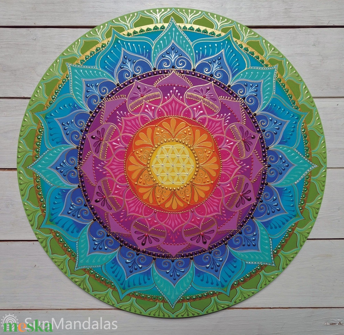  Zöld Szivárvány Mandala  - otthon & életmód - dekoráció - spiritualitás - mandala - Meska.hu