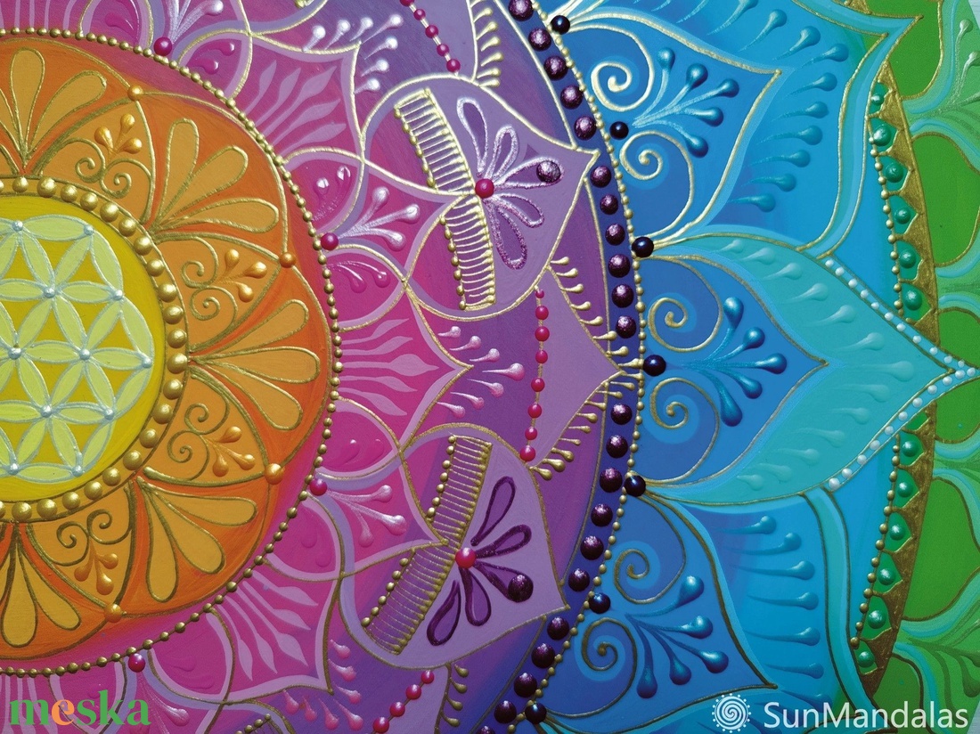 Zöld Szivárvány Mandala  - otthon & életmód - dekoráció - spiritualitás - mandala - Meska.hu