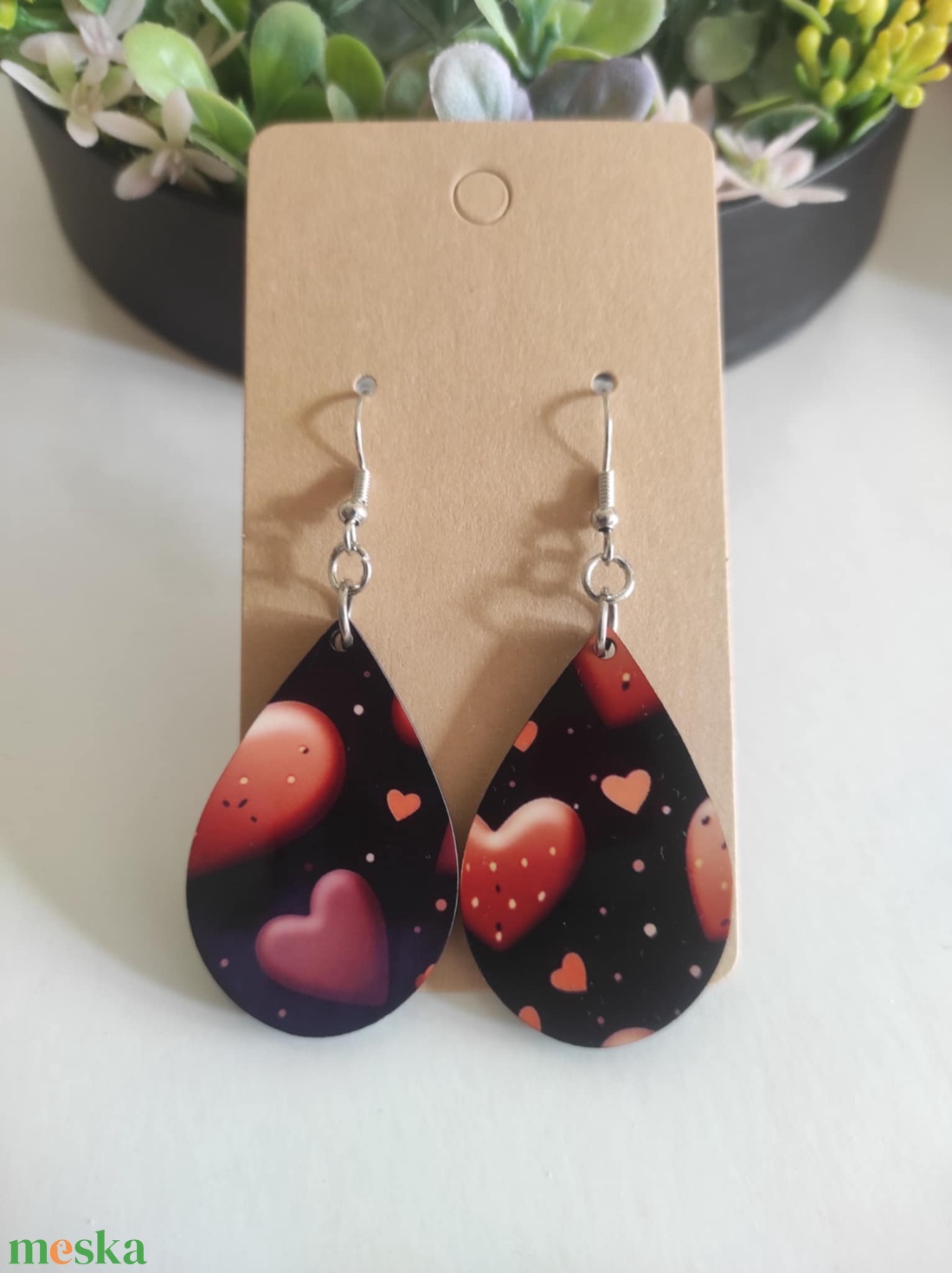 Szíves pillanat fülbevaló  - ékszer - fülbevaló - lógó csepp fülbevaló - Meska.hu