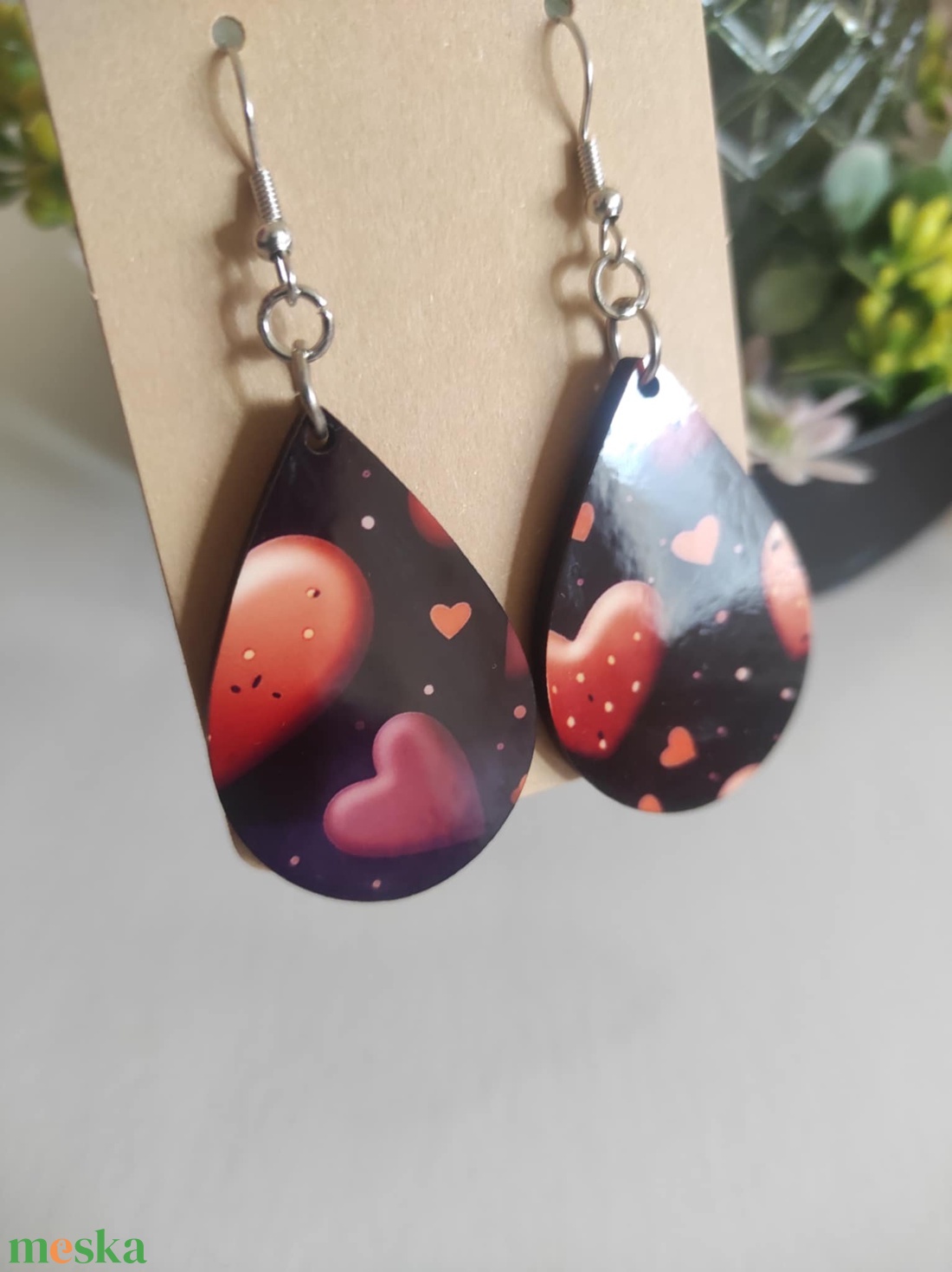 Szíves pillanat fülbevaló  - ékszer - fülbevaló - lógó csepp fülbevaló - Meska.hu