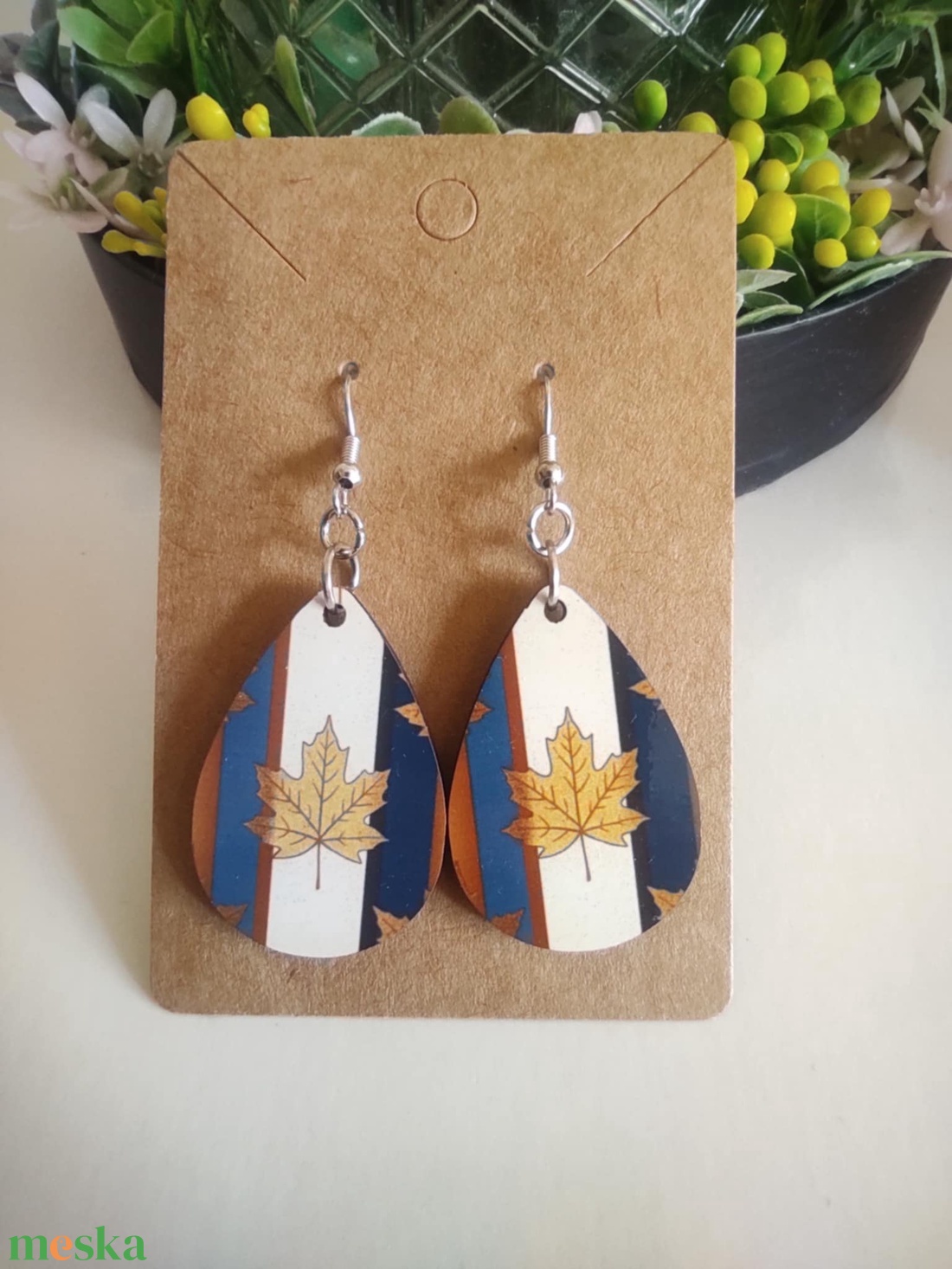 'Őszi levél' fa fülbevaló - ékszer - fülbevaló - lógó csepp fülbevaló - Meska.hu