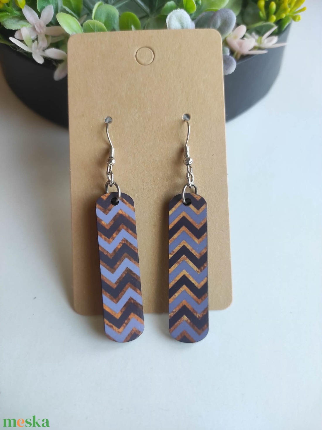 'Retro Hullám' � hosszúkás fa fülbevaló - ékszer - fülbevaló - lógó fülbevaló - Meska.hu