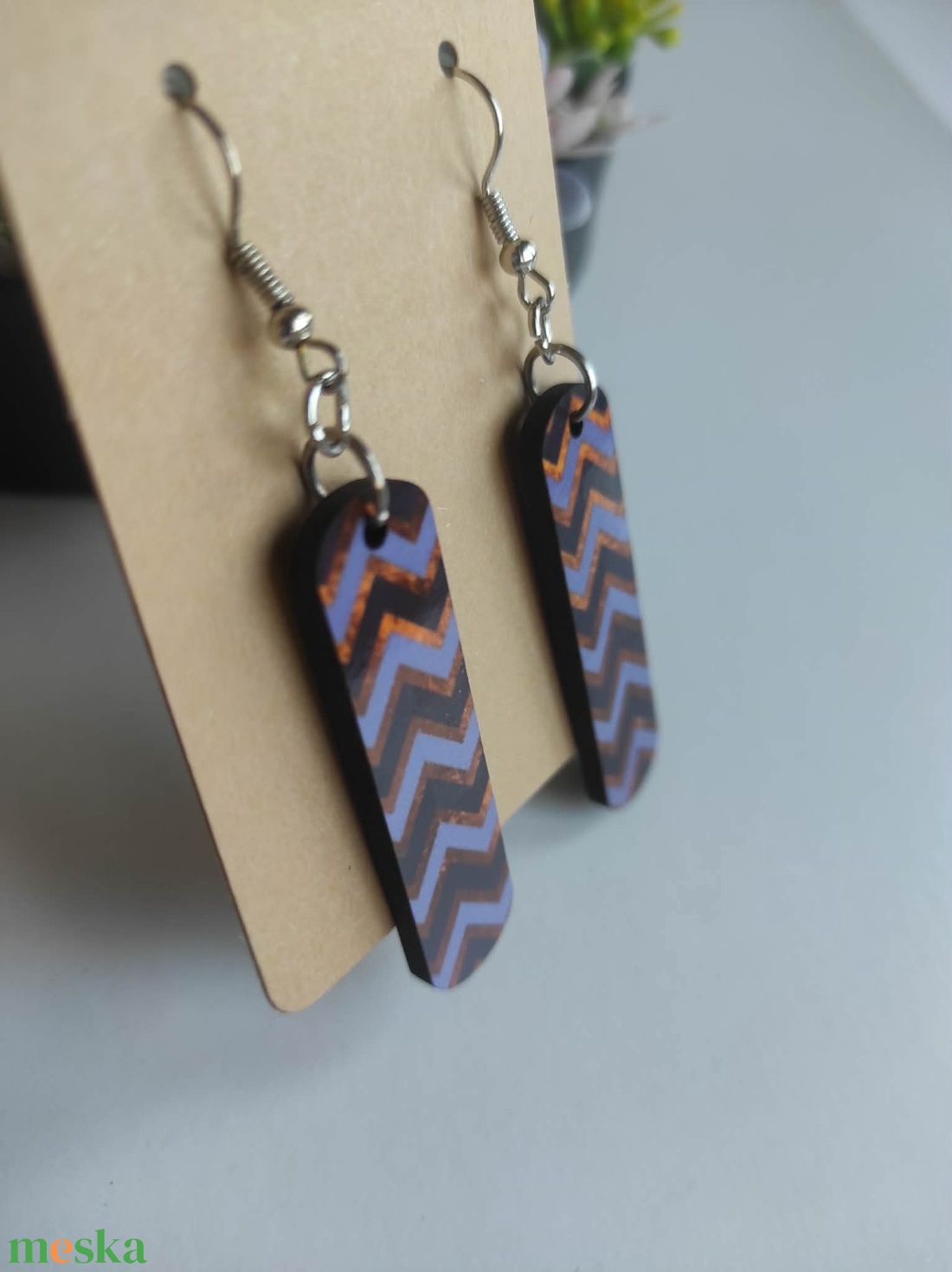 'Retro Hullám' � hosszúkás fa fülbevaló - ékszer - fülbevaló - lógó fülbevaló - Meska.hu