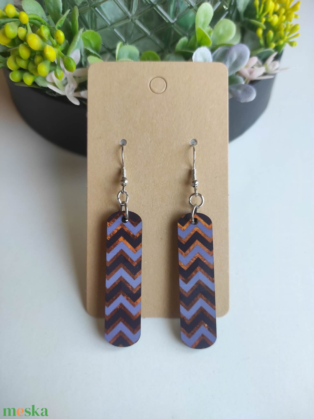 'Retro Hullám' � hosszúkás fa fülbevaló - ékszer - fülbevaló - lógó fülbevaló - Meska.hu