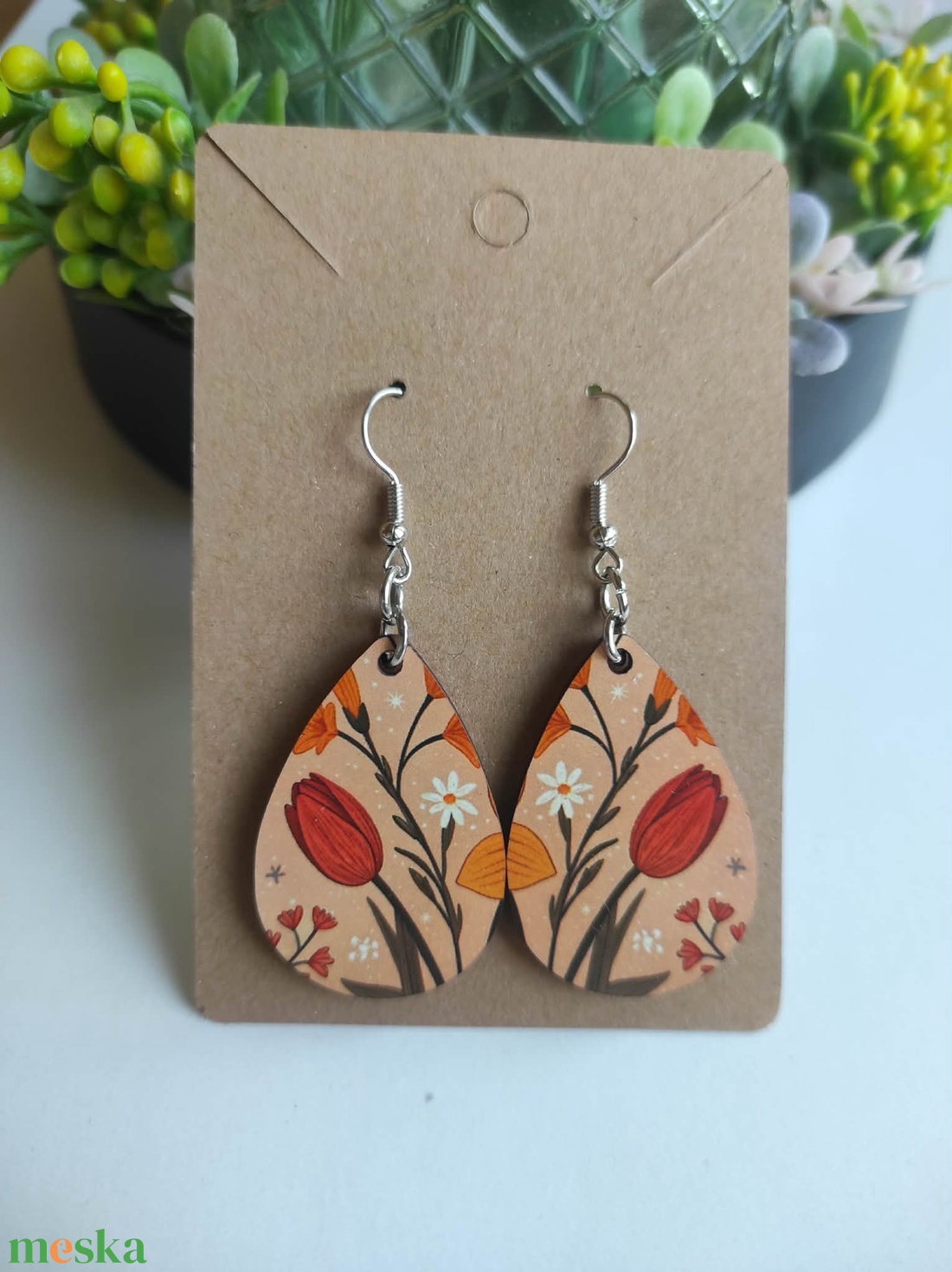 Tavaszi nárcisz fa csepp fülbevaló - ékszer - fülbevaló - lógó csepp fülbevaló - Meska.hu