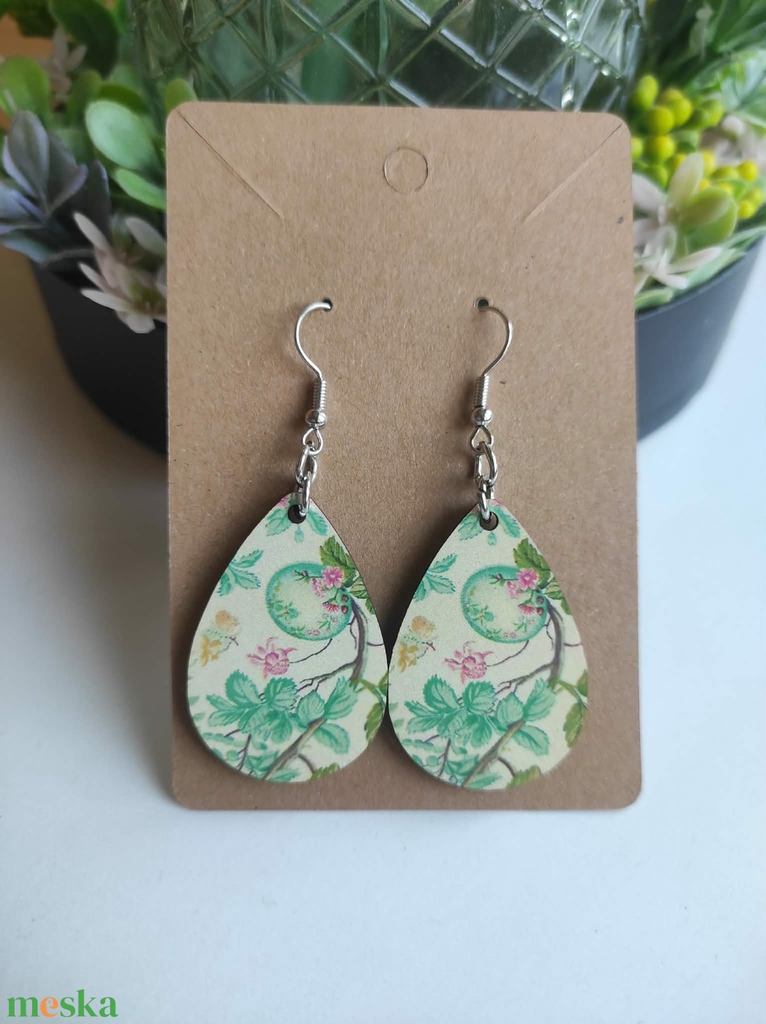Húsvéti Rózsakert fa csepp fülbevaló - ékszer - fülbevaló - lógó csepp fülbevaló - Meska.hu