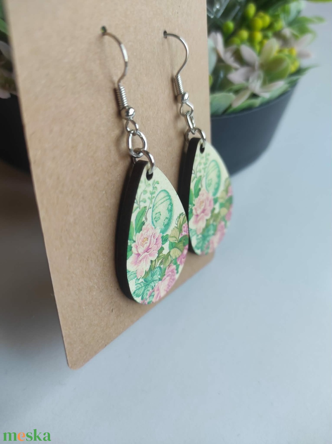 Húsvéti Rózsakert fa csepp fülbevaló - ékszer - fülbevaló - lógó csepp fülbevaló - Meska.hu