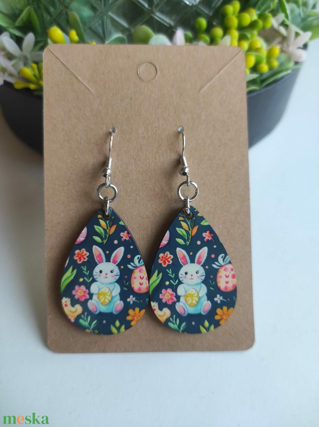Tavaszi Nyuszi húsvéti fa fülbevaló - ékszer - fülbevaló - lógó csepp fülbevaló - Meska.hu