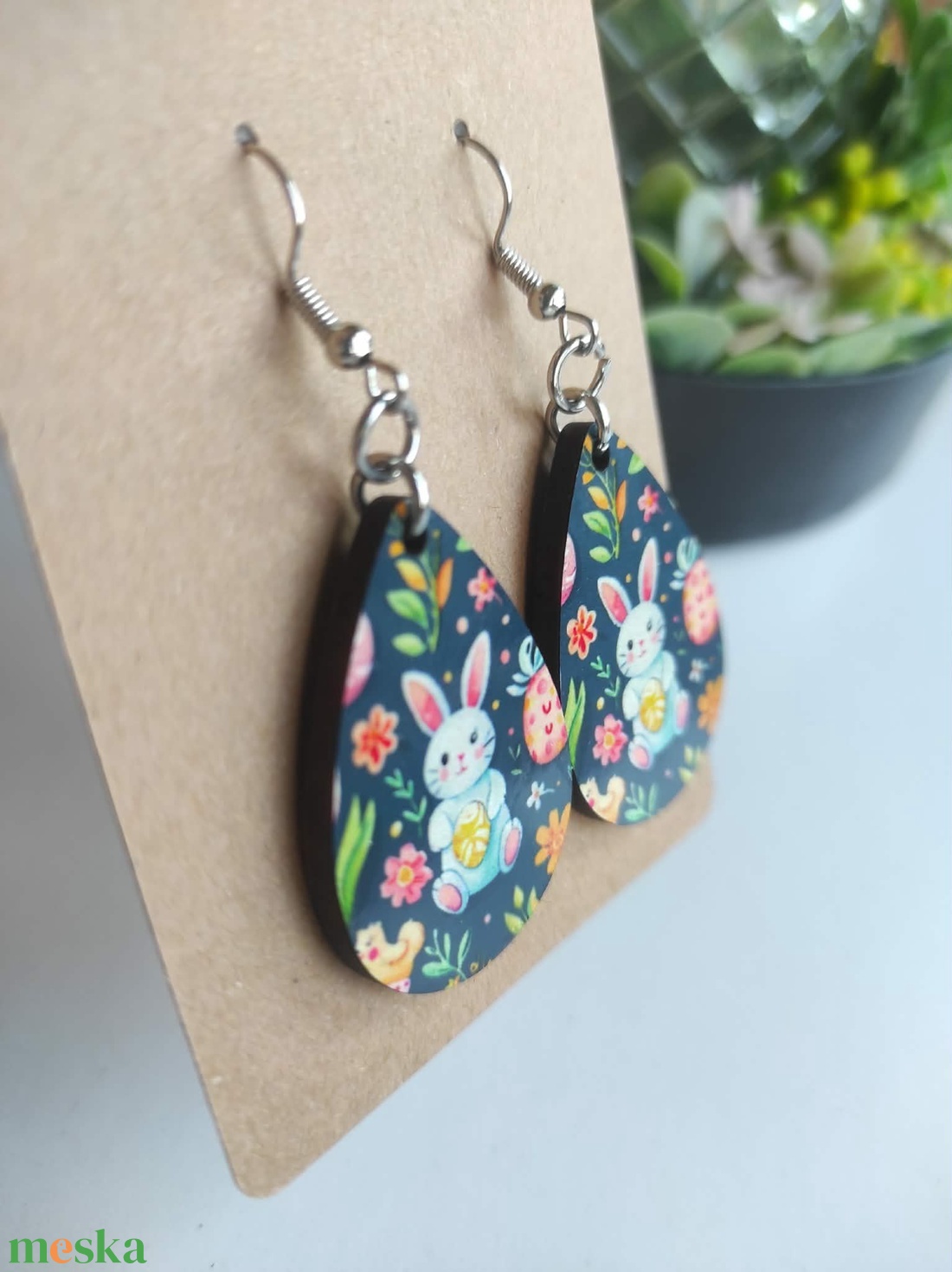 Tavaszi Nyuszi húsvéti fa fülbevaló - ékszer - fülbevaló - lógó csepp fülbevaló - Meska.hu