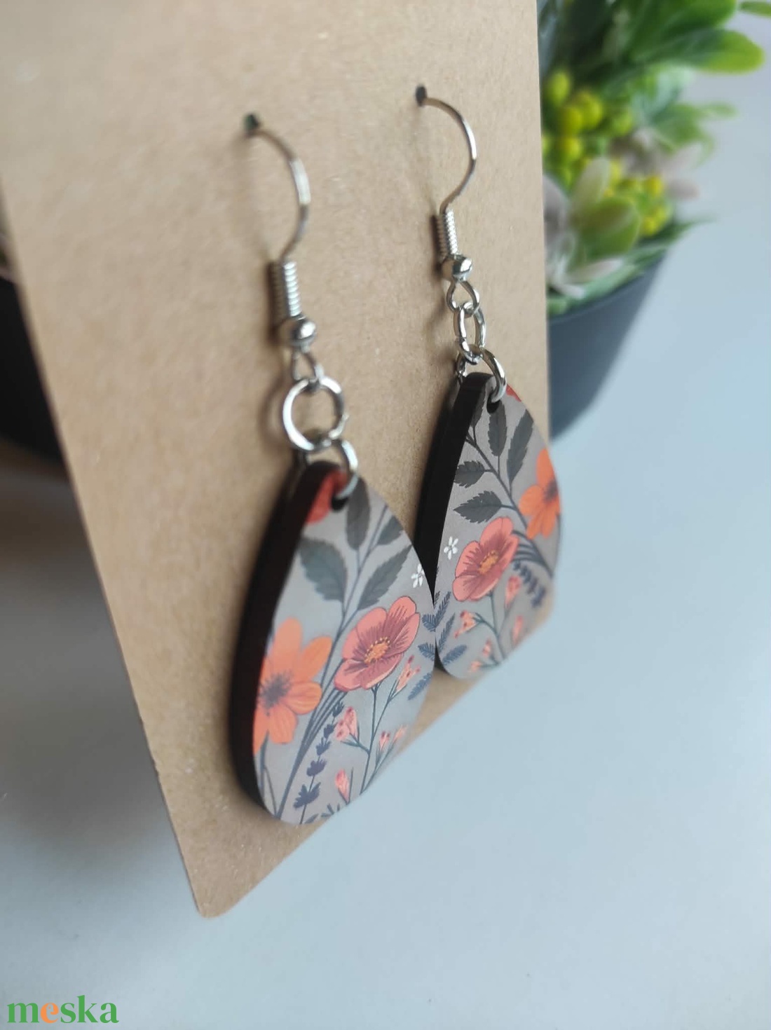 Őszi virágok csepp fa fülbevaló - ékszer - fülbevaló - lógó csepp fülbevaló - Meska.hu