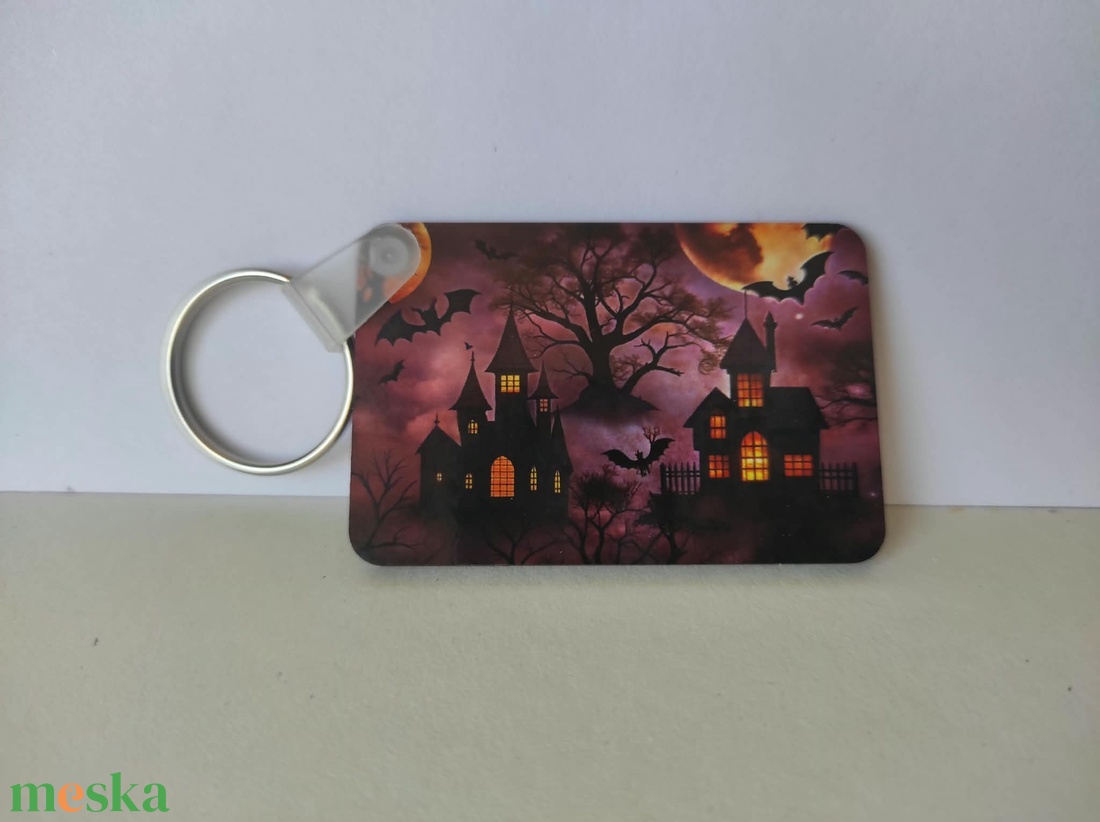 Halloween házikós kétoldalas kulcstartó � boszorkányos hangulat - táska & tok - kulcstartó & táskadísz - kulcstartó - Meska.hu