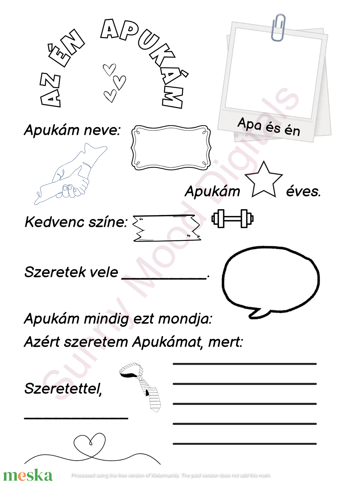 Az én Apukám Nyomtatható ajándék oldal gyerekektől - művészet - grafika & illusztráció - digitális - Meska.hu Az én Apukám Nyomtatható ajándék oldal gyerekektől - művészet - grafika & illusztráció - digitális - Meska.hu