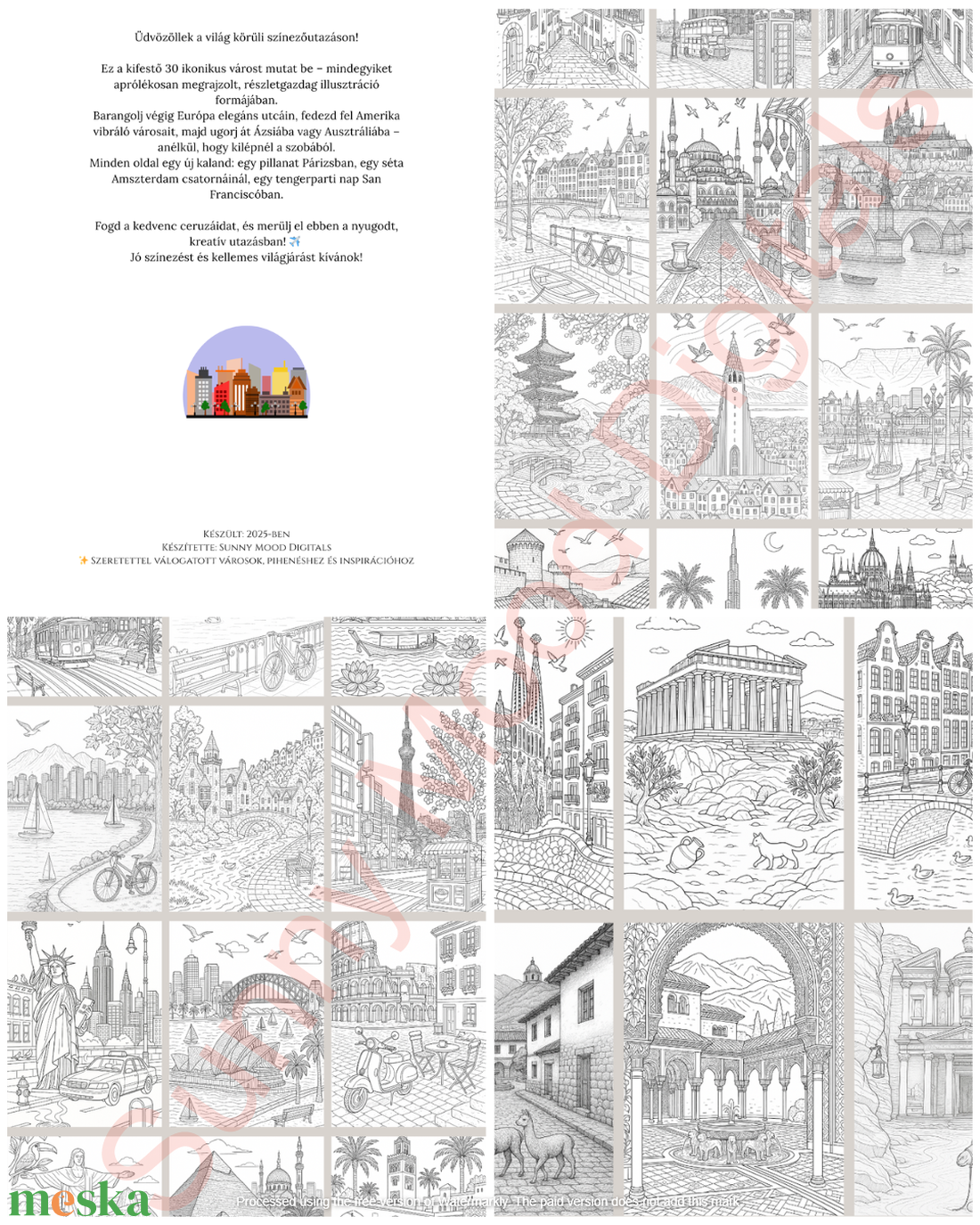 Világvárosok Felnőtteknek szóló nyomtatható kifestő (PDF, 30 oldal) - otthon & életmód - papír, írószer - színező - Meska.hu Világvárosok Felnőtteknek szóló nyomtatható kifestő (PDF, 30 oldal) - otthon & életmód - papír, írószer - színező - Meska.hu