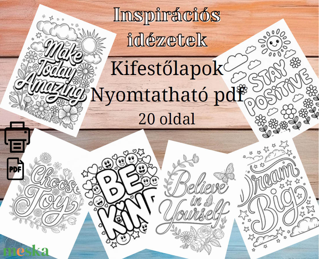 Inspirációs Színezőlapok  Angol Idézetekkel, Nyomtatható PDF - otthon & életmód - papír, írószer - színező - Meska.hu