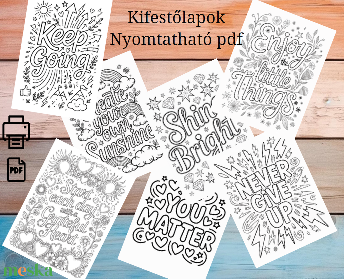 Inspirációs Színezőlapok  Angol Idézetekkel, Nyomtatható PDF - otthon & életmód - papír, írószer - színező - Meska.hu