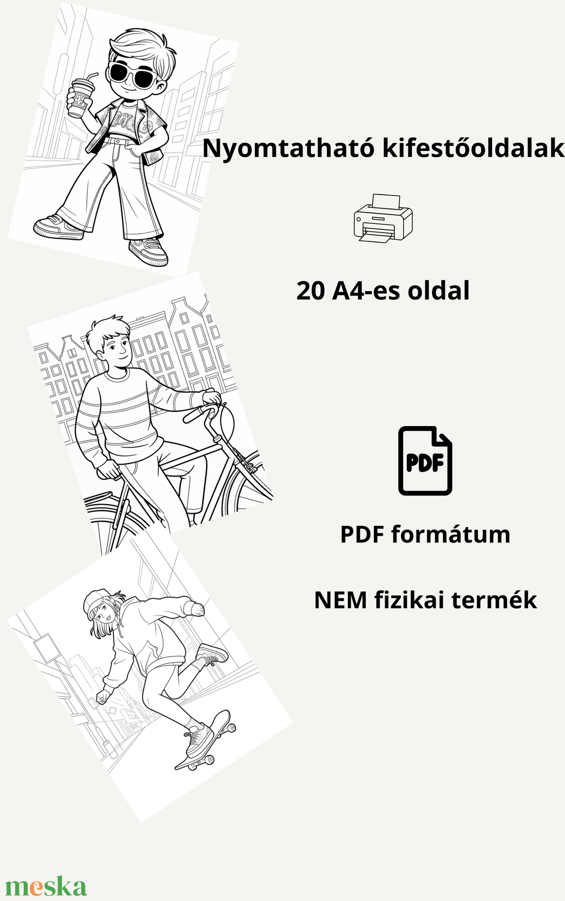 City Fashion  Nyomtatható kifestőlapok felnőtteknek és tiniknek (20 oldal) - otthon & életmód - papír, írószer - színező - Meska.hu
