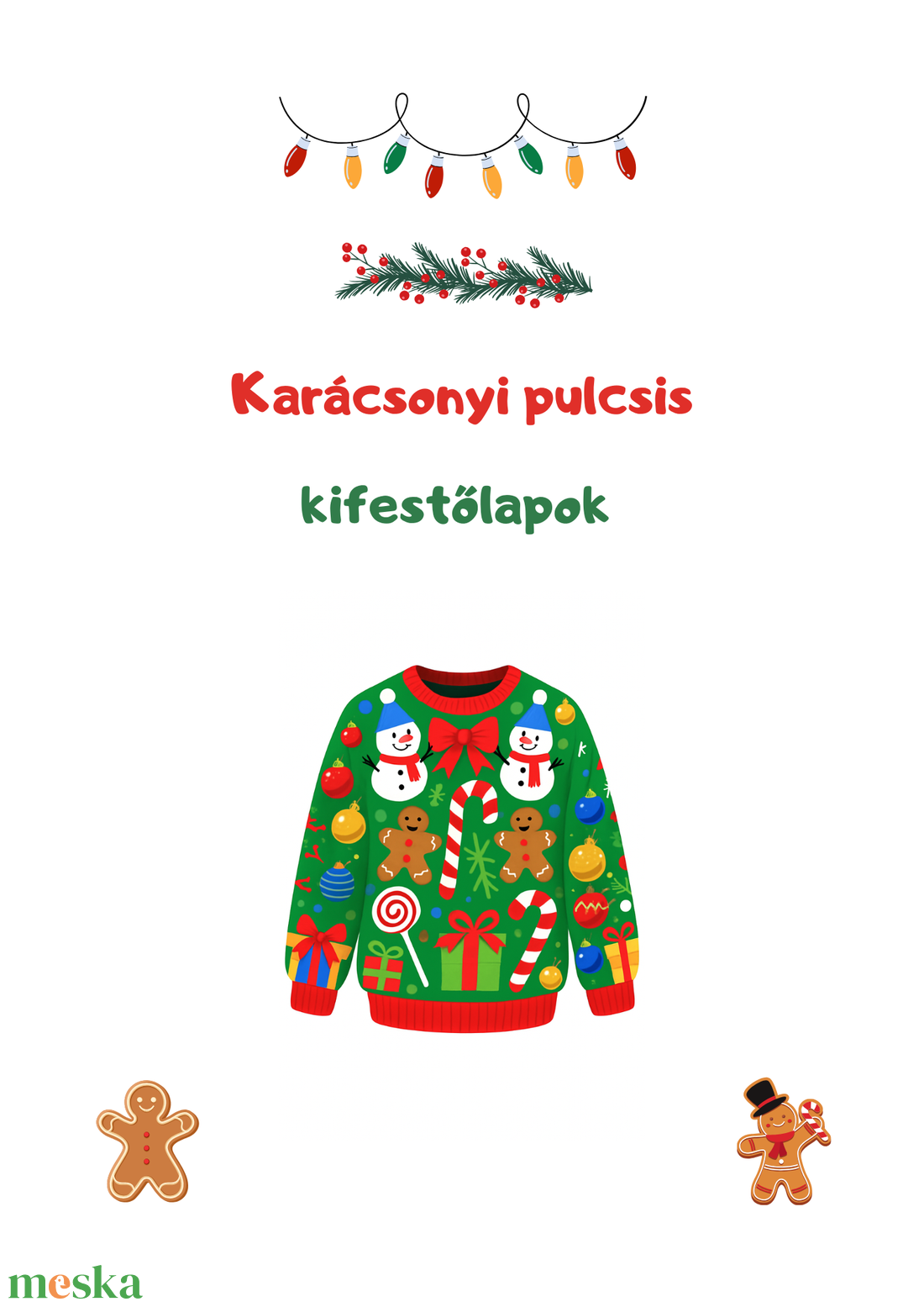 Karácsonyi pulcsis kifestőlapok  20+1 oldalas nyomtatható színező gyerekeknek és felnőtteknek (PDF) - otthon & életmód - papír, írószer - színező - Meska.hu