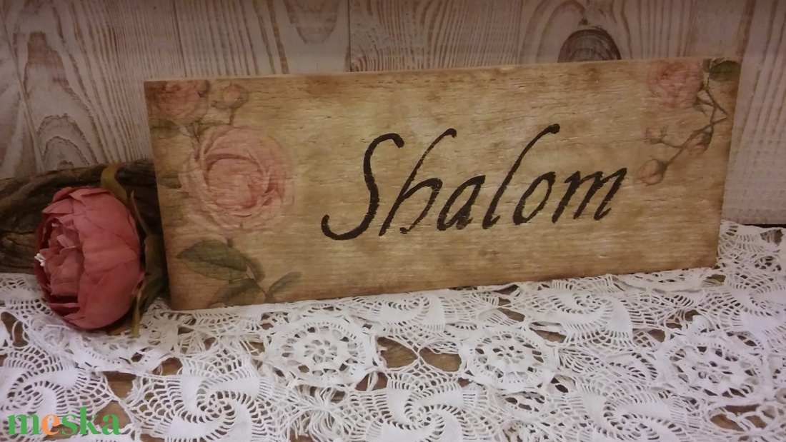 Shalom dekorációs tábla - otthon & életmód - dekoráció - fali és függő dekoráció - falra akasztható dekor - Meska.hu