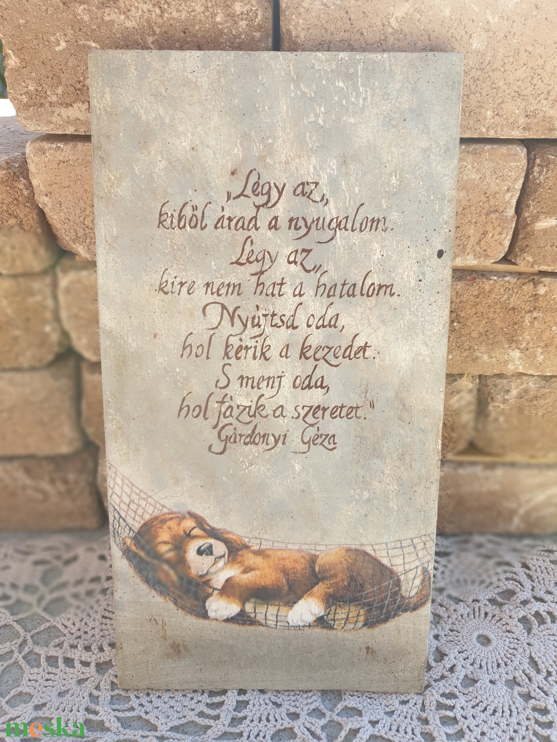 Cuki kutyusos dekor tábla Gárdonyi Géza idézettel - otthon & életmód - dekoráció - fali és függő dekoráció - falra akasztható dekor - Meska.hu