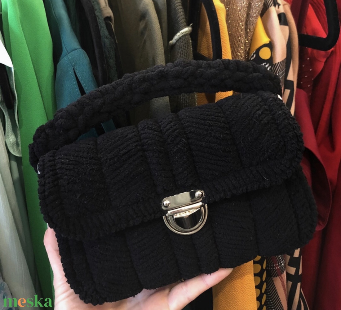 Fekete kanava kistáska - táska & tok - kézitáska & válltáska - alkalmi táska - Meska.hu