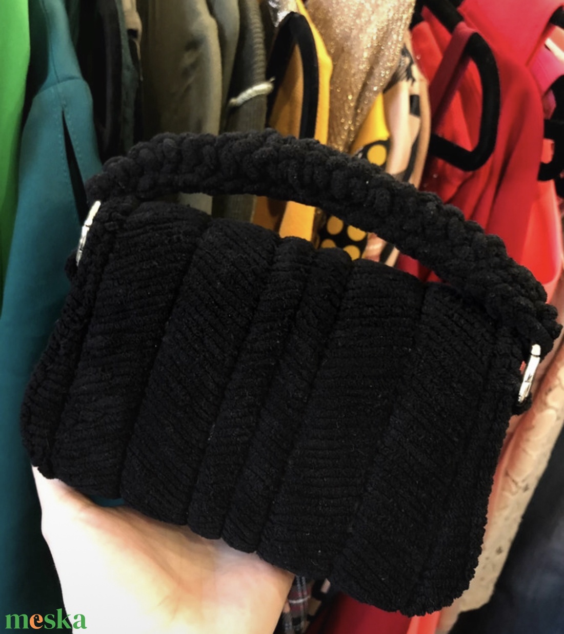 Fekete kanava kistáska - táska & tok - kézitáska & válltáska - alkalmi táska - Meska.hu