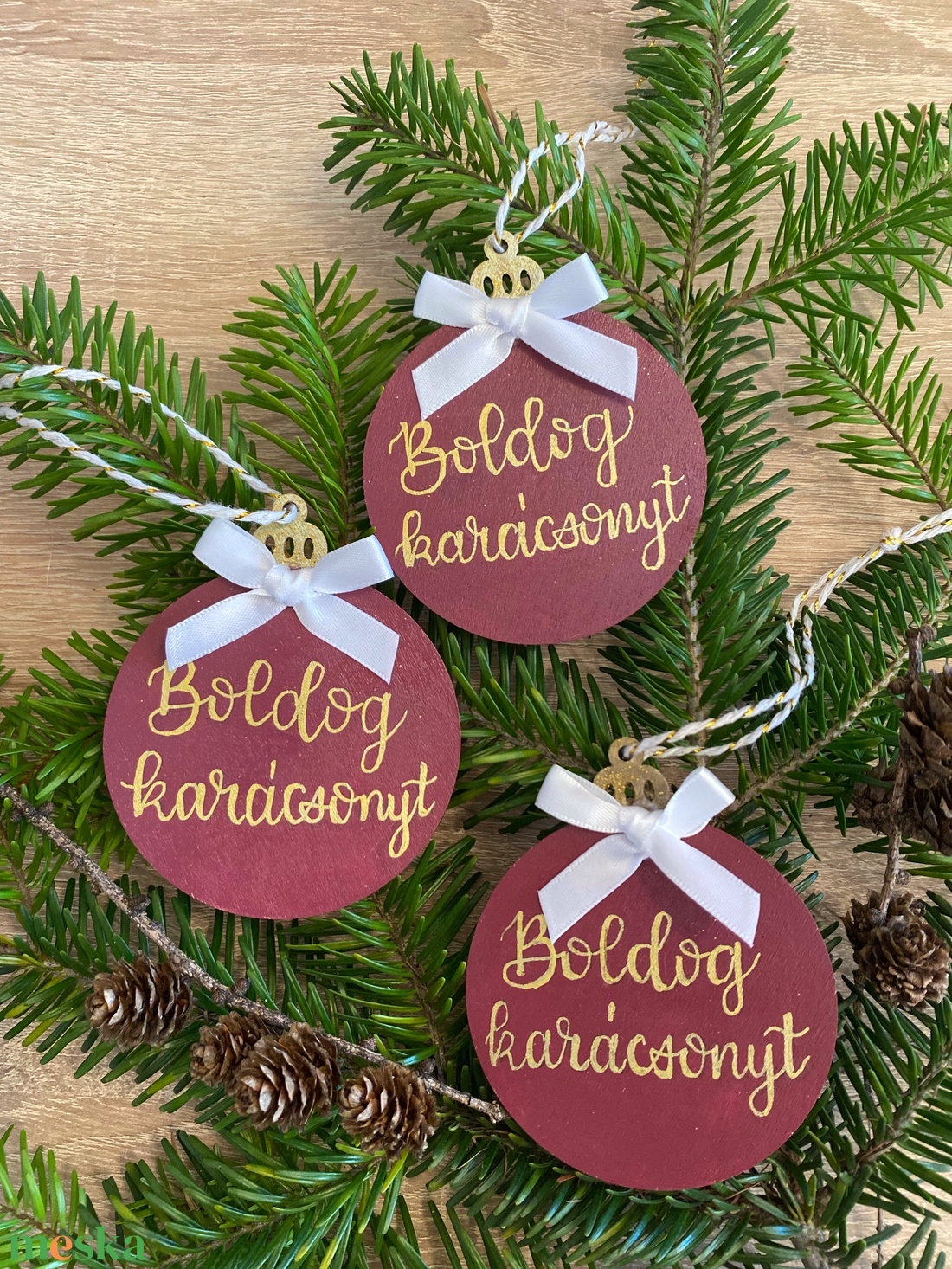 Boldog karácsonyt falap karácsonyfadíszek - karácsony - karácsonyi lakásdekoráció - karácsonyfadíszek - Meska.hu