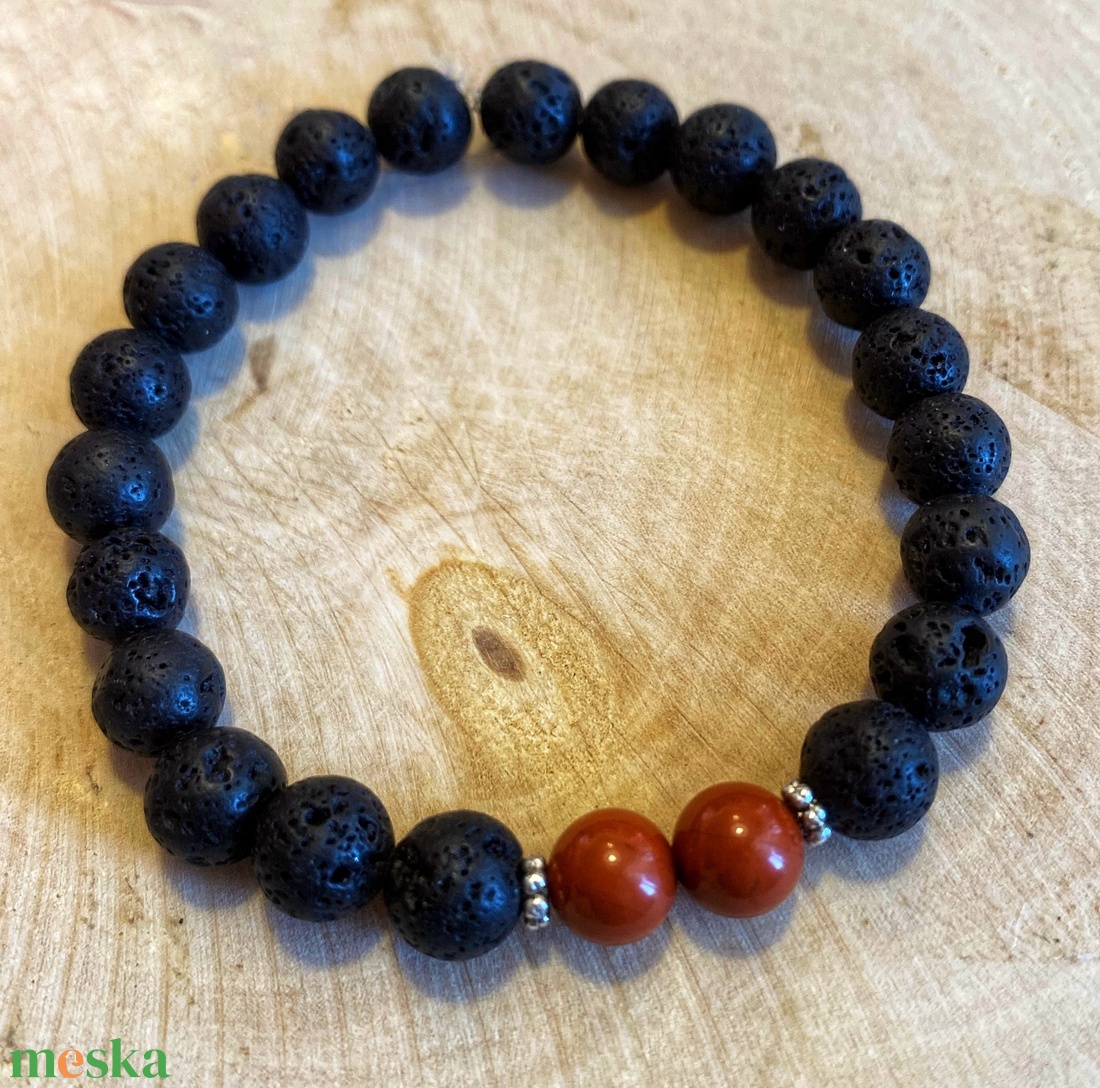 Valentin-napra! 2 db Piros jáspis + fehér jáde/lávakő + Baligyöngy páros ásvány karkötő - ékszer - karkötő - ásványkarkötő - Meska.hu