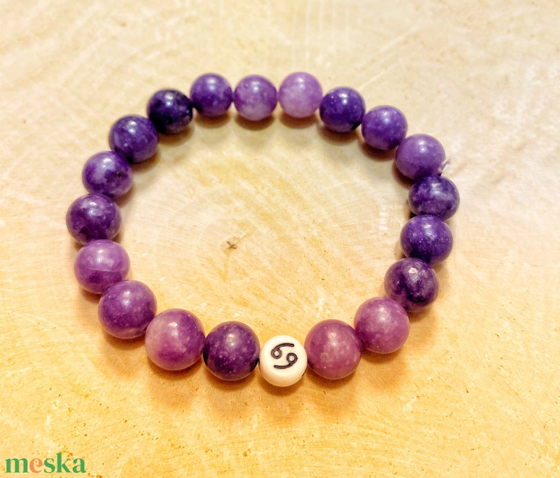 Személyre szabott lepidolit ásvány karkötő horoszkóppal - ékszer - karkötő - ásványkarkötő - Meska.hu