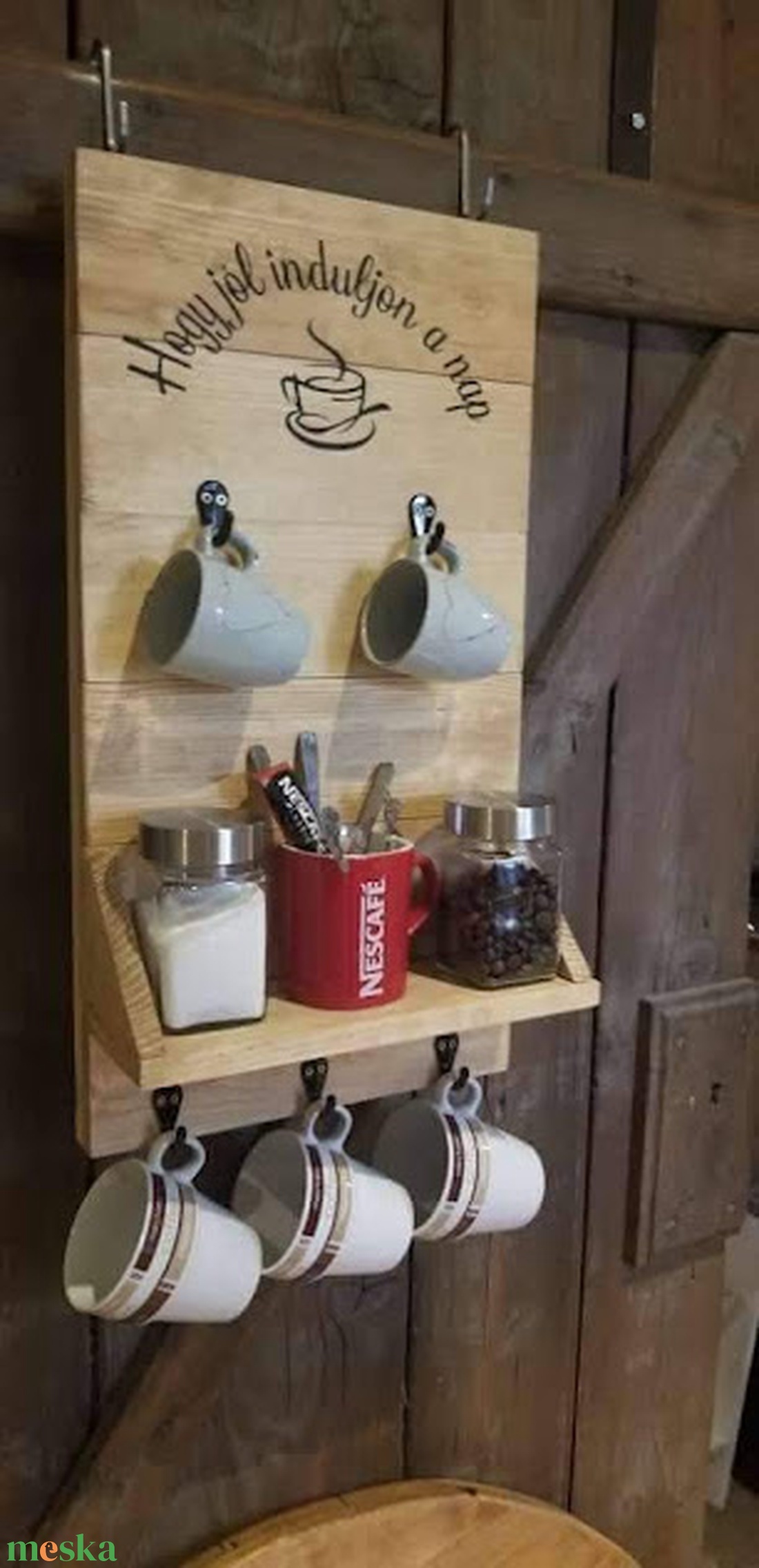 Egyedi fali kávéspolc és bögretartó  - otthon & életmód - bútor - polc - Meska.hu