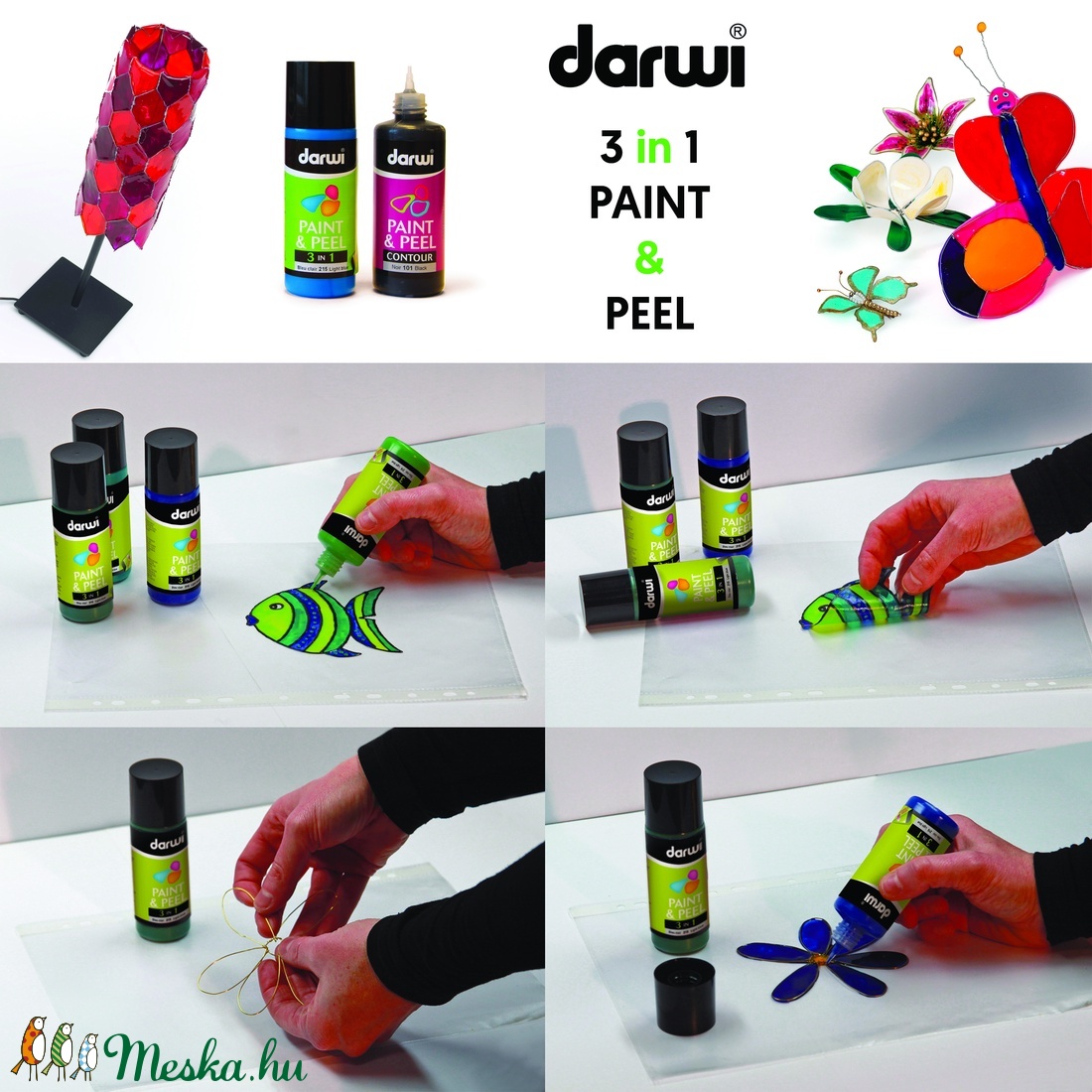 Darwi  3 in 1 üvegmatrica fekete fehér 80ml - kellékek & szerszámok - festék - matricafesték - Meska.hu