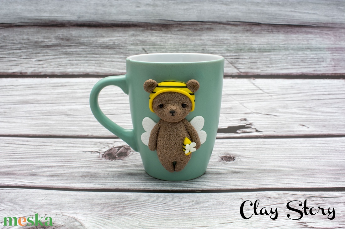 Méhecske macis bögre/Szomorú medve darázs - otthon & életmód - konyhafelszerelés, tálalás - tálalás - bögre & csésze - Meska.hu