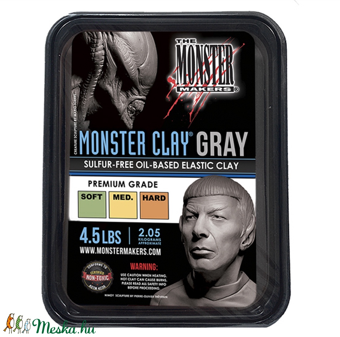 Monster clay szürke közepesen kemény 2,05kg - gyurma - fimo - Meska.hu