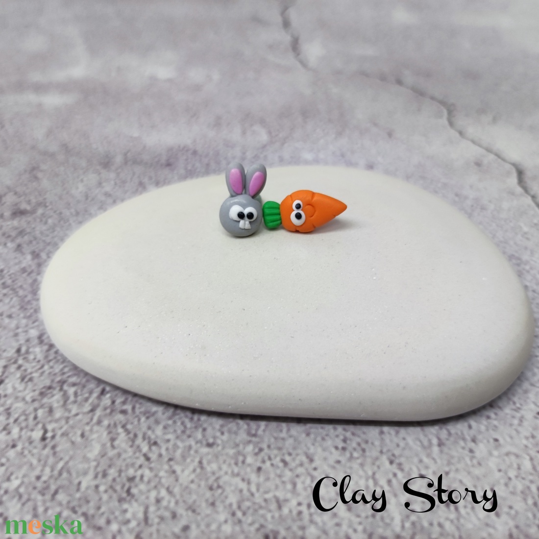 Nyuszi, nyúl répa bedugós polymer clay fülbevaló/ nyuszi hátsó süthető gyurma füli - ékszer - fülbevaló - pötty fülbevaló - Meska.hu