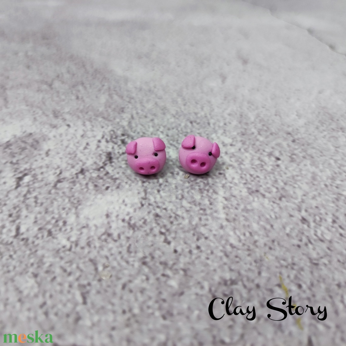 Malac bedugós polymer clay fülbevaló/ Röfi pofi és hátsó süthető gyurma füli - ékszer - fülbevaló - pötty fülbevaló - Meska.hu