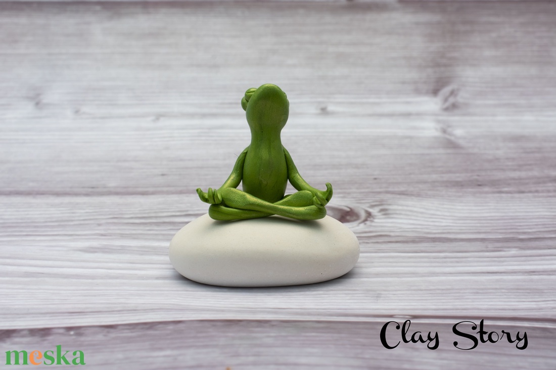 Nagy Meditáló béka/Namaste - otthon & életmód - dekoráció - dísztárgy - Meska.hu