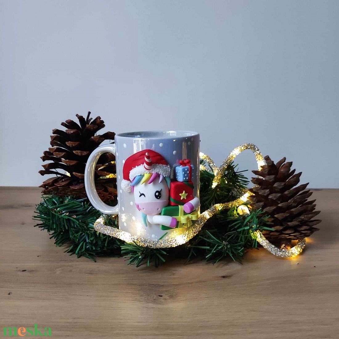Karácsonyi unikornisos bögre  - otthon & lakás - konyhafelszerelés, tálalás - tálalás - bögre & csésze - Meska.hu