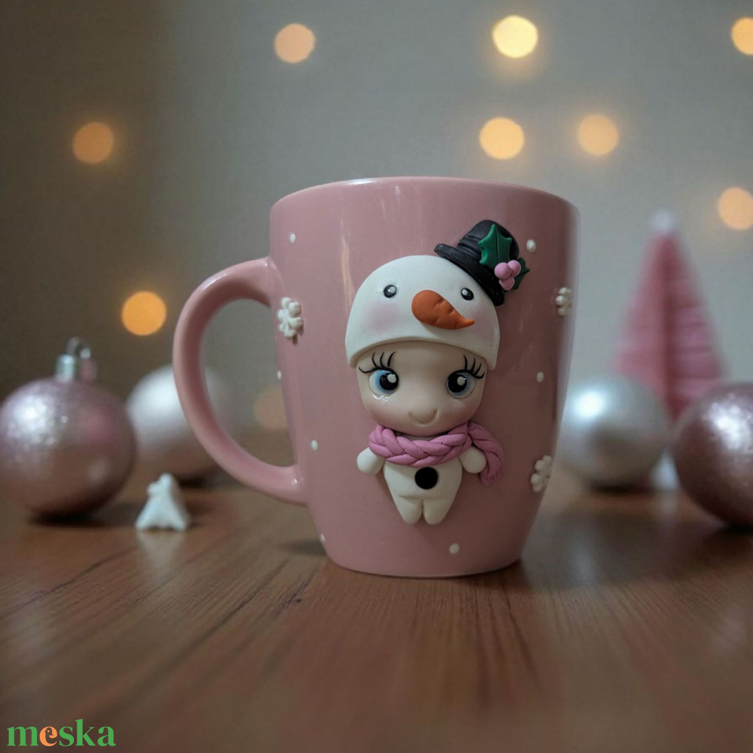 Hóemberes bögre/karácsonyi csupor süthető gyurmával díszítve.  - otthon & életmód - konyhafelszerelés, tálalás - tálalás - bögre & csésze - Meska.hu