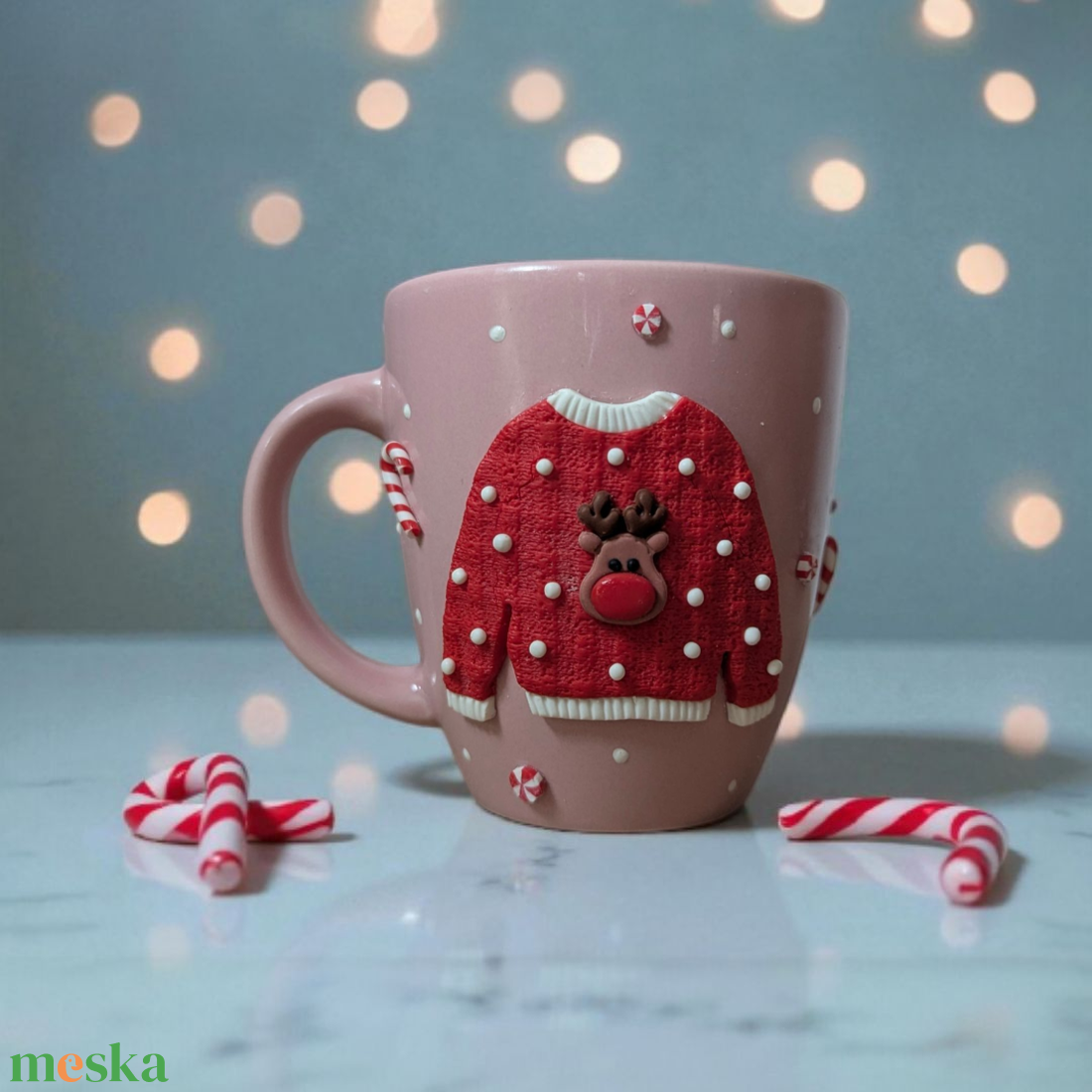 Ronda pulcsis bögre/karácsonyi csupor süthető gyurmával díszítve.  - otthon & életmód - konyhafelszerelés, tálalás - tálalás - bögre & csésze - Meska.hu