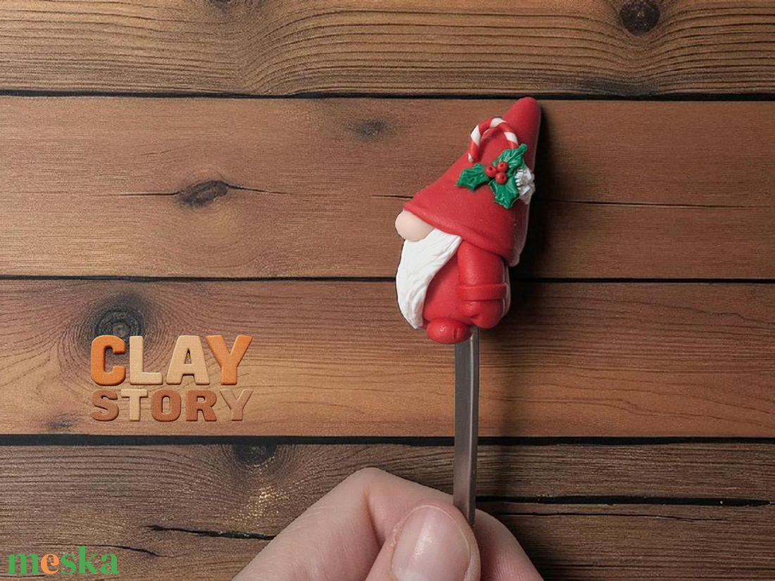 Süthető gyurmával díszített teáskanál/Karácsonyi manóval díszített kanál  - otthon & életmód - konyhafelszerelés, tálalás - tálalás - kanál & villa - Meska.hu