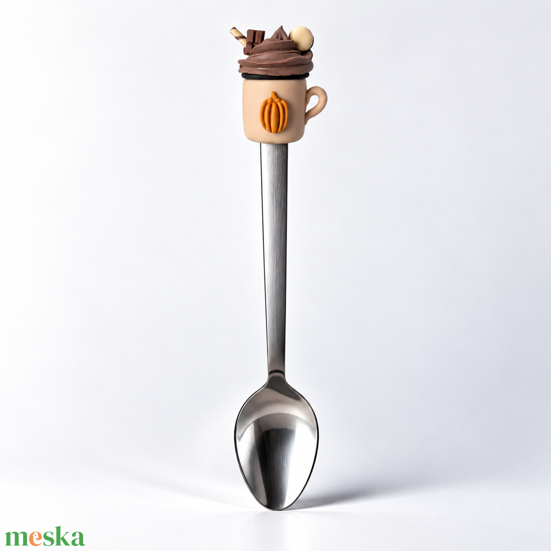 Csokis Pumpkin Spice kiskanál � tökös, kézzel készített gyurmadísszel - otthon & életmód - konyhafelszerelés, tálalás - tálalás - kanál & villa - Meska.hu