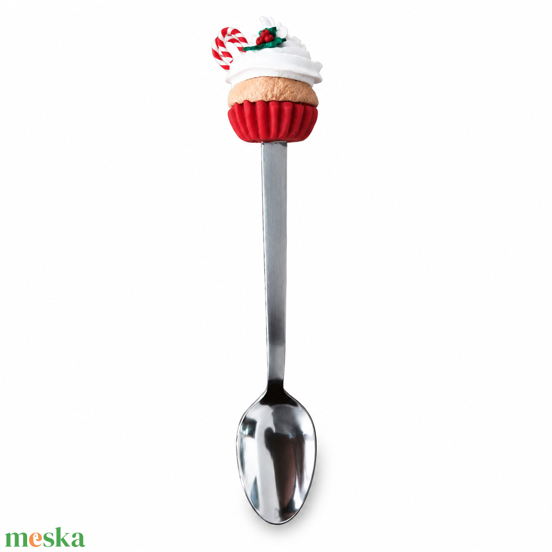 Karácsonyi díszkanál süthető gyurmából � bögrés vagy cupcake mintával - otthon & életmód - konyhafelszerelés, tálalás - tálalás - kanál & villa - Meska.hu