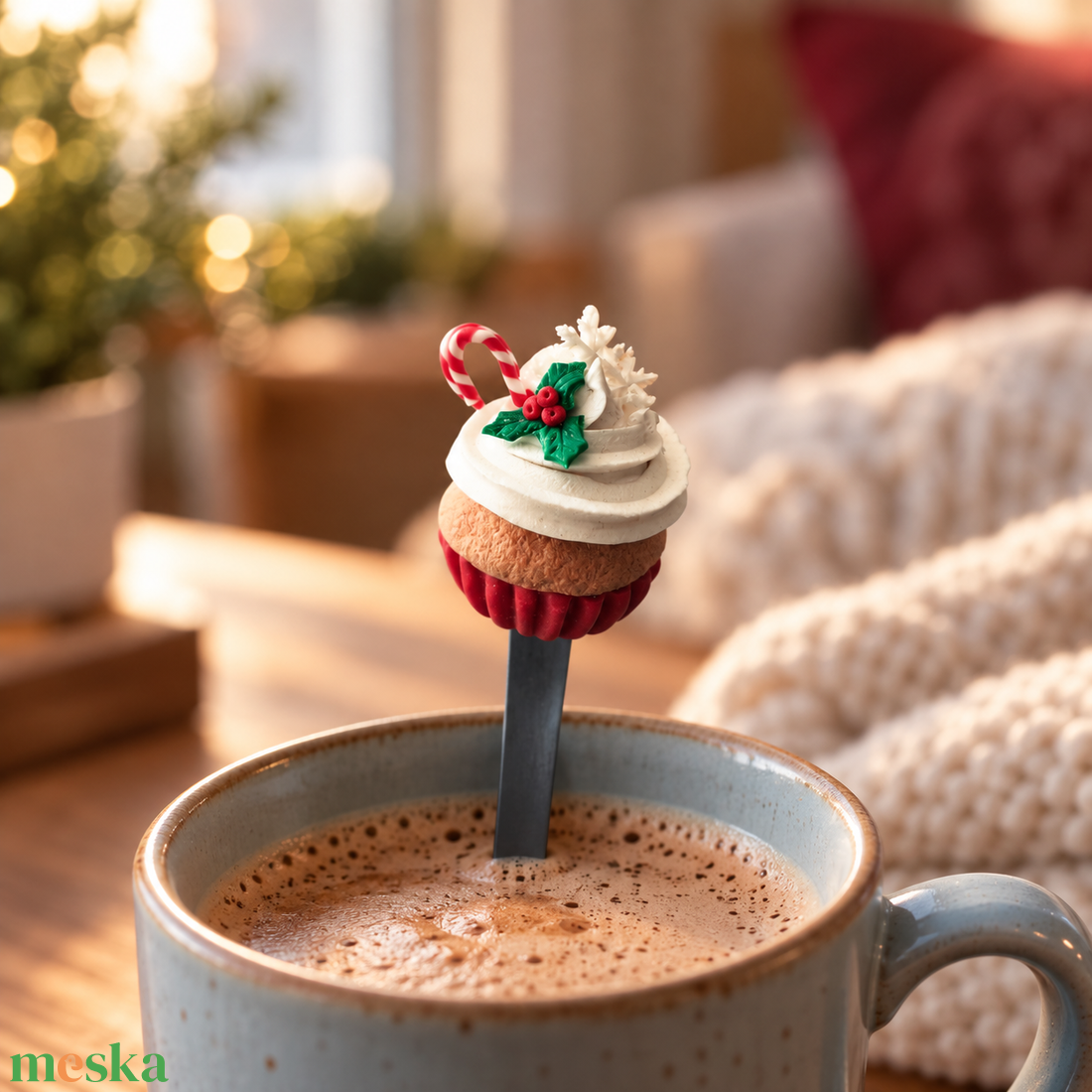 Karácsonyi díszkanál süthető gyurmából � bögrés vagy cupcake mintával - otthon & életmód - konyhafelszerelés, tálalás - tálalás - kanál & villa - Meska.hu