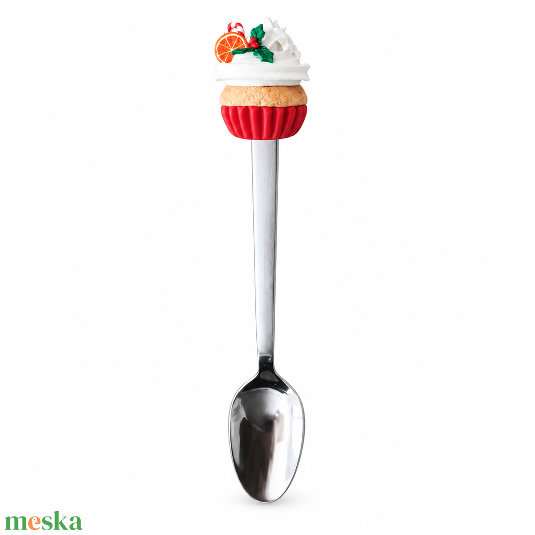 Karácsonyi cupcake díszkanál narancsszelettel � kézzel készített süthető gyurma dekoráció - otthon & életmód - konyhafelszerelés, tálalás - tálalás - kanál & villa - Meska.hu