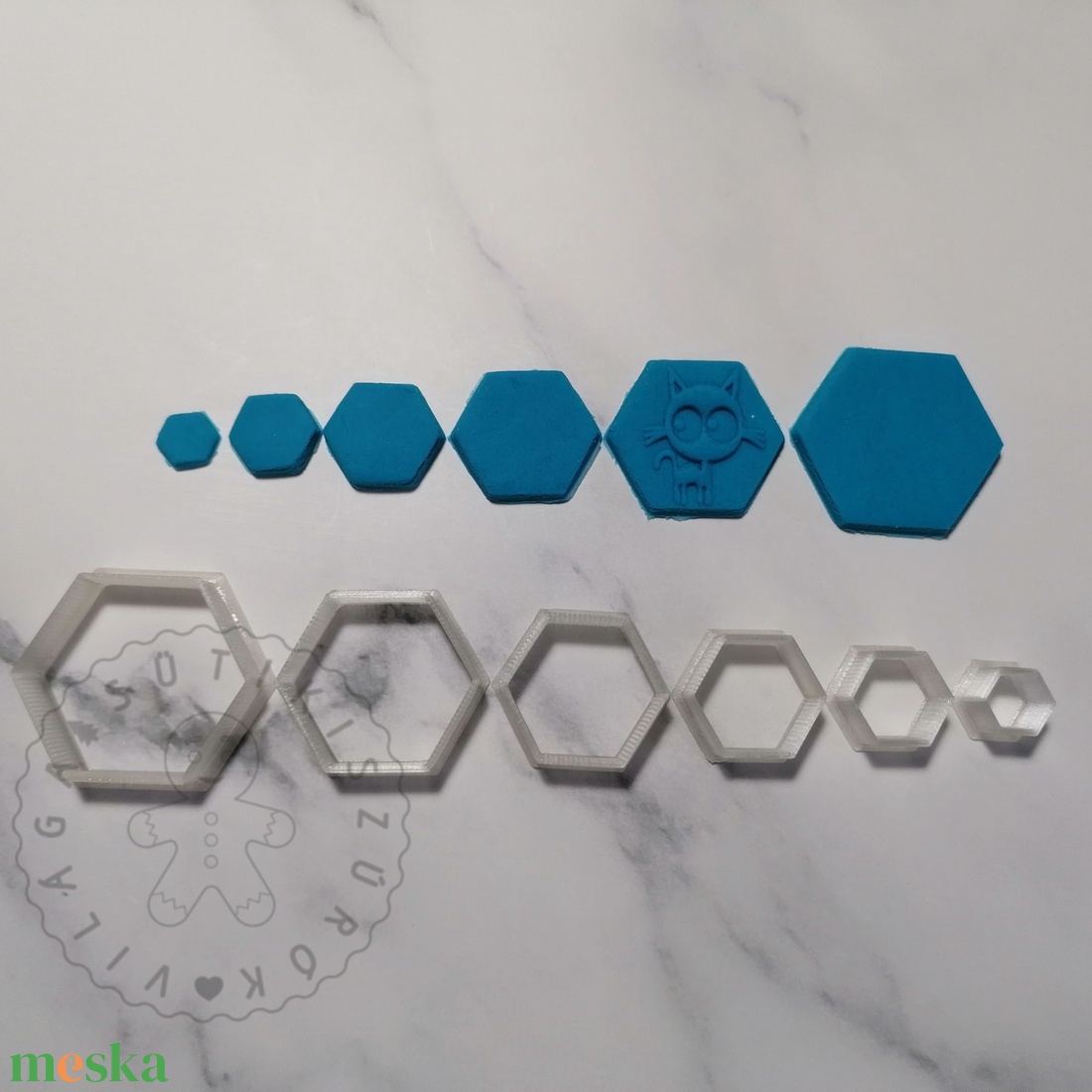 Hexagon alakú süthető gyurma kiszúrók - polymerclay, kiszúró, kellék - otthon & lakás - konyhafelszerelés, tálalás - sütés, főzés - sütikiszúró - Meska.hu