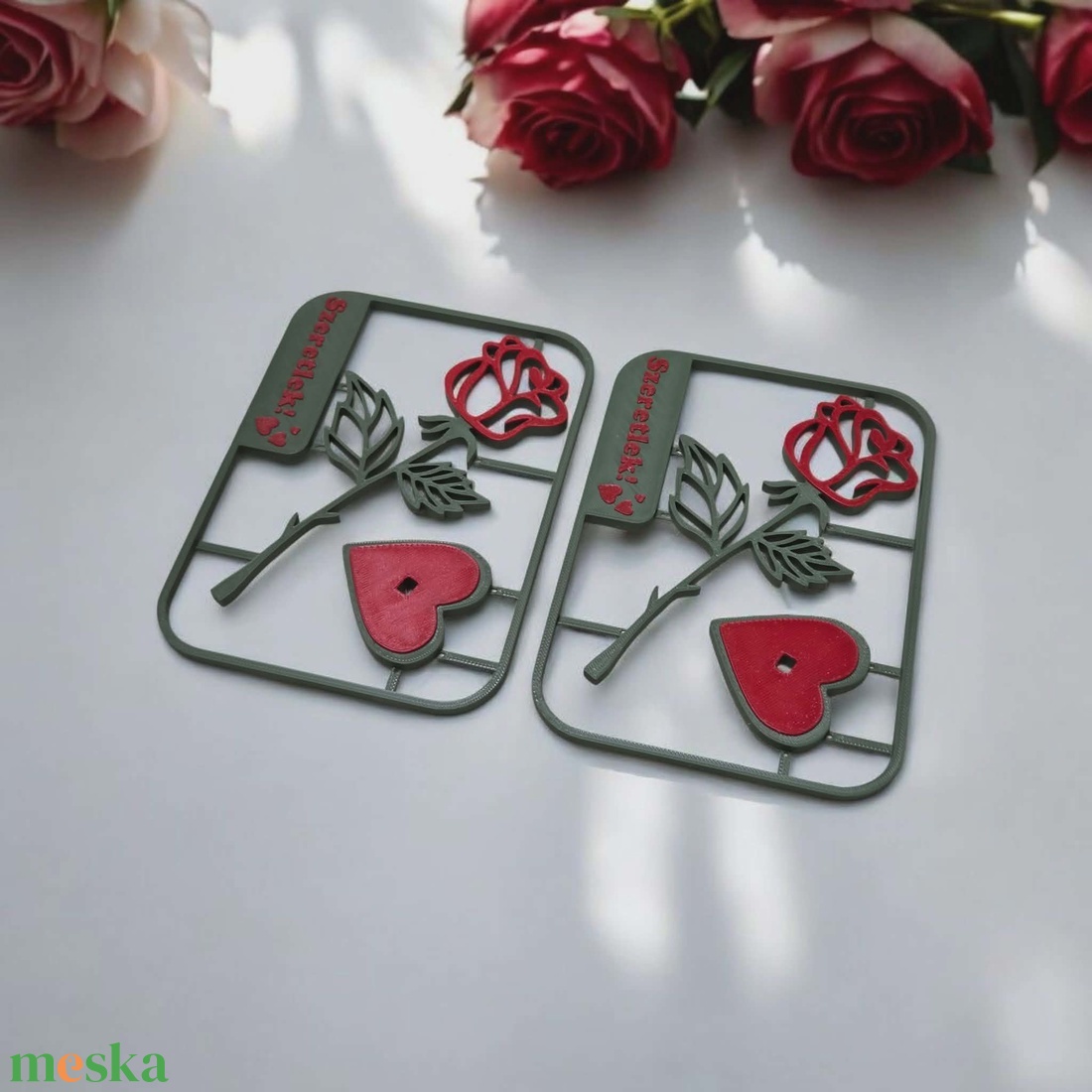 Kreatv képeslap rózsa mintáva (Valentin-napra, Nőnapra) - otthon & életmód - papír, írószer - ajándékozás kellékei - képeslap, üdvözlőlap - Meska.hu