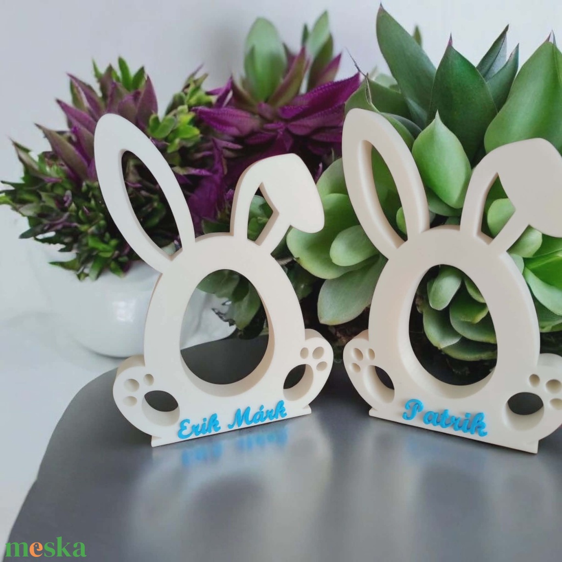 Húsvéti nyuszi névvel - esküvő - dekoráció - asztaldísz - Meska.hu