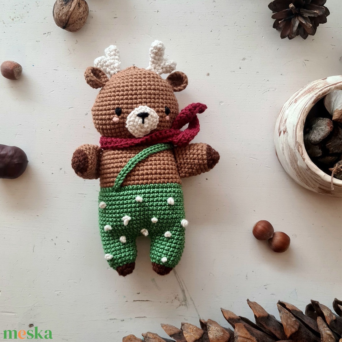 Páfrány, horgolt öltöztethető szarvas - játék & sport - plüssállat & játékfigura - más figura - Meska.hu