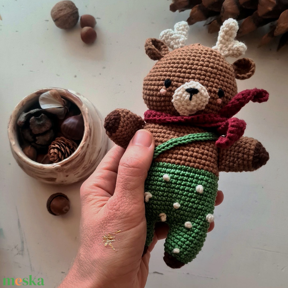 Páfrány, horgolt öltöztethető szarvas - játék & sport - plüssállat & játékfigura - más figura - Meska.hu