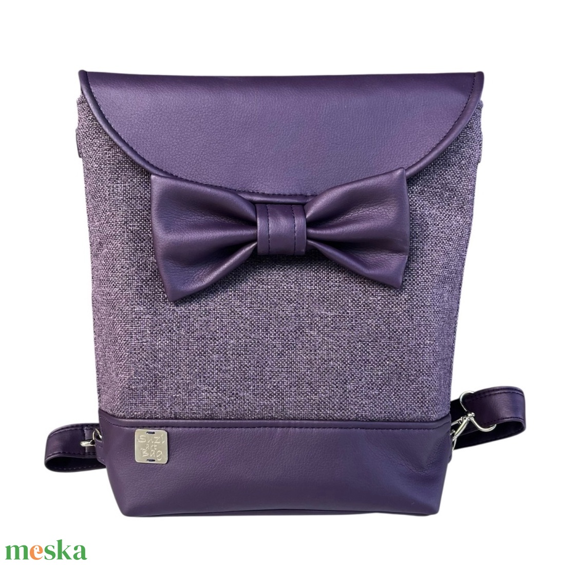 Lila szövetes masnis, kisméretű 2in1 hátizsák - táska & tok - kézitáska & válltáska - válltáska - Meska.hu