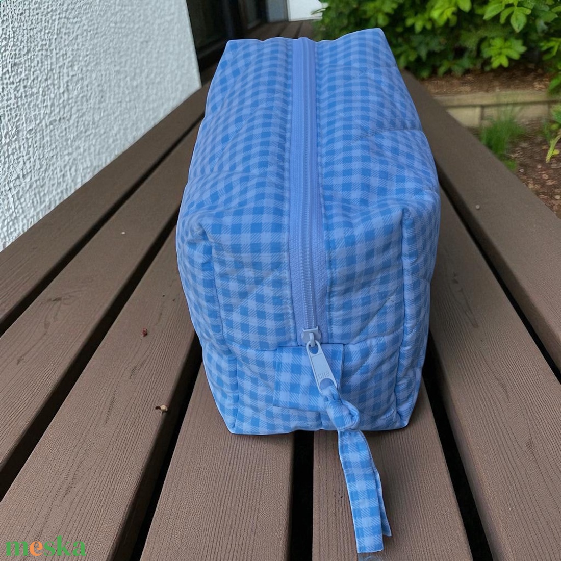 Végtelen Neszesszer - Rendszer és elegancia minden alkalomra (Kék-fehér négyzetes, boxy) - táska & tok - neszesszer - Meska.hu